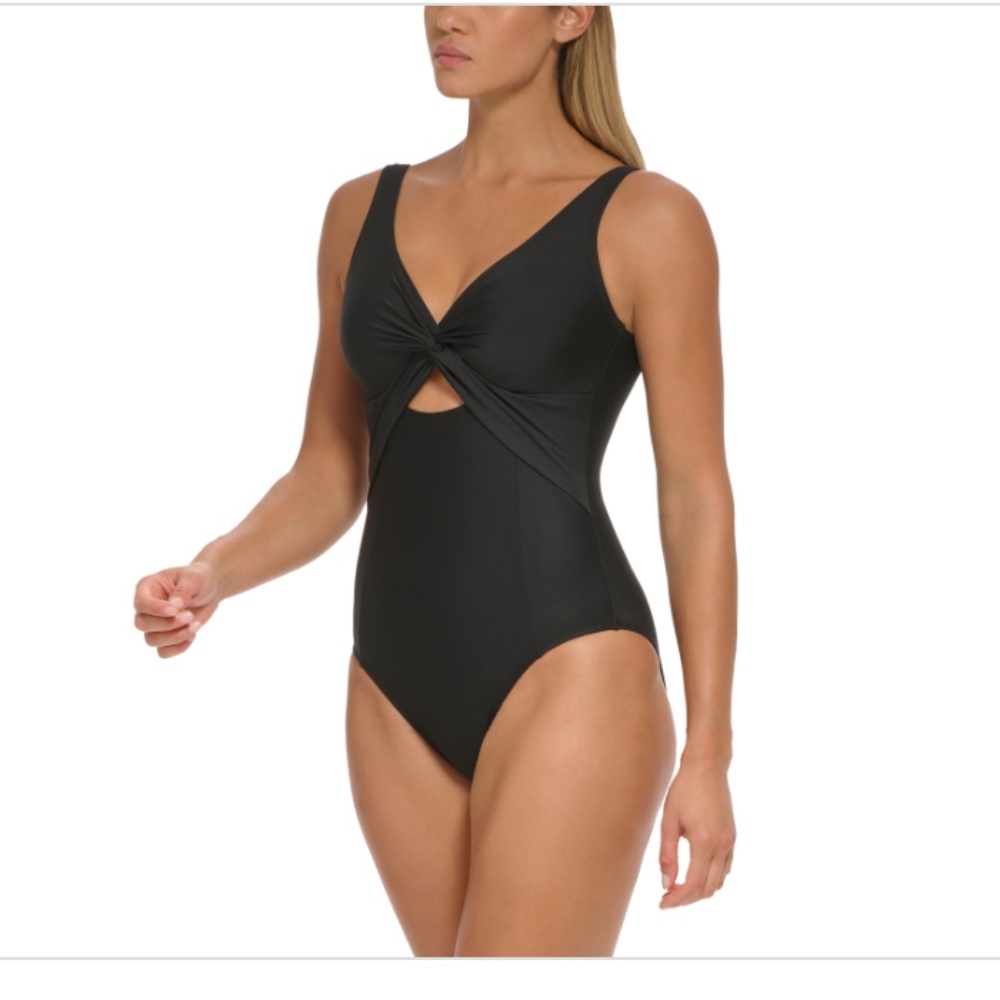 NWT DKNY Women's Cutout One Piece Swimsuit - Black - Picture 1 of 1